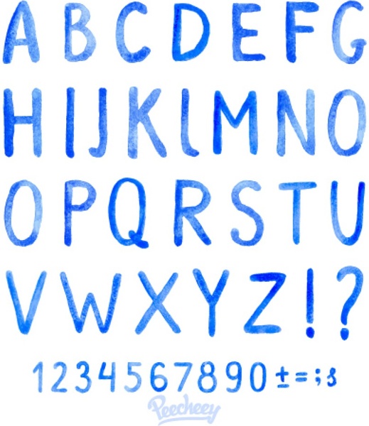 519x600 Watercolor Font Set Free Vector In Adobe Illustrator Ai ( .ai - Free Font Watercolor