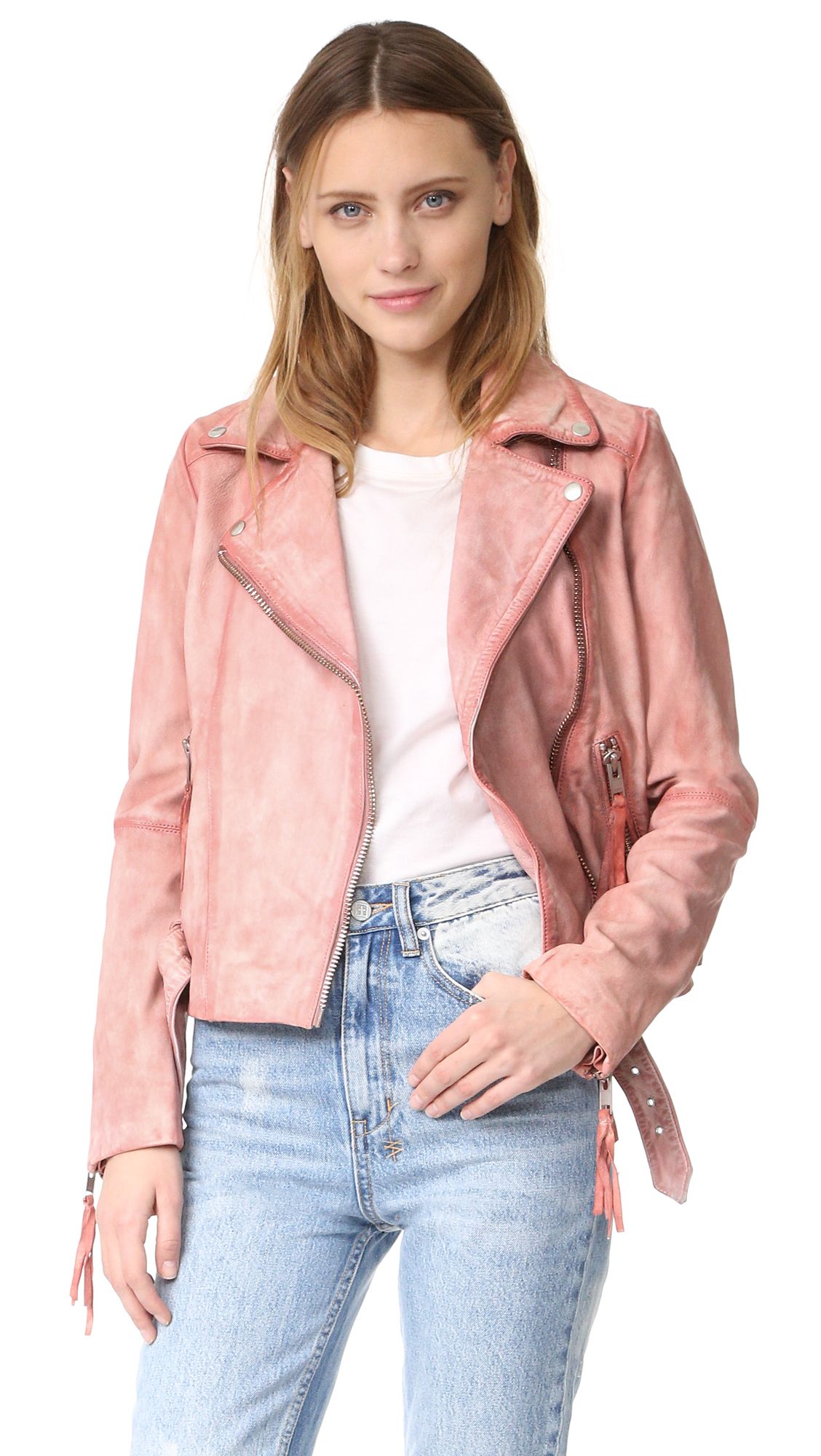 1128x2000 Ya!. Free People Pink Leather Moto Jacket - Free People Watercolor