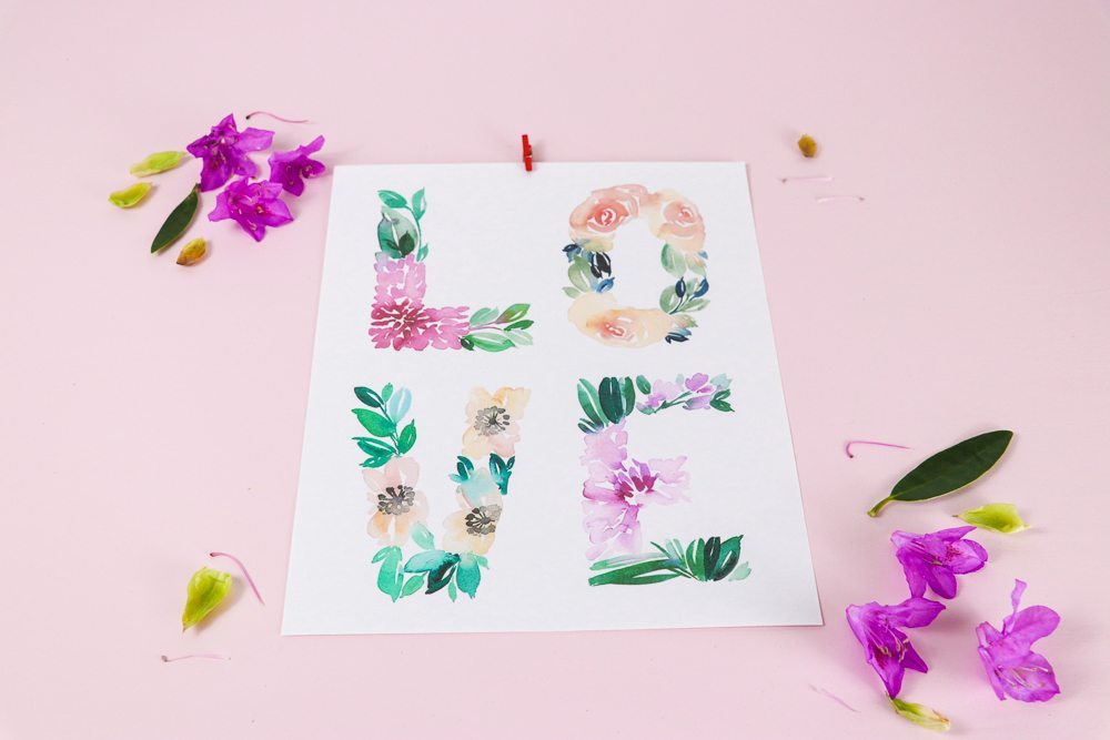 1000x667 Watercolor Floral Love Free Printable Card And Wall Art - Free Printable Watercolor Art