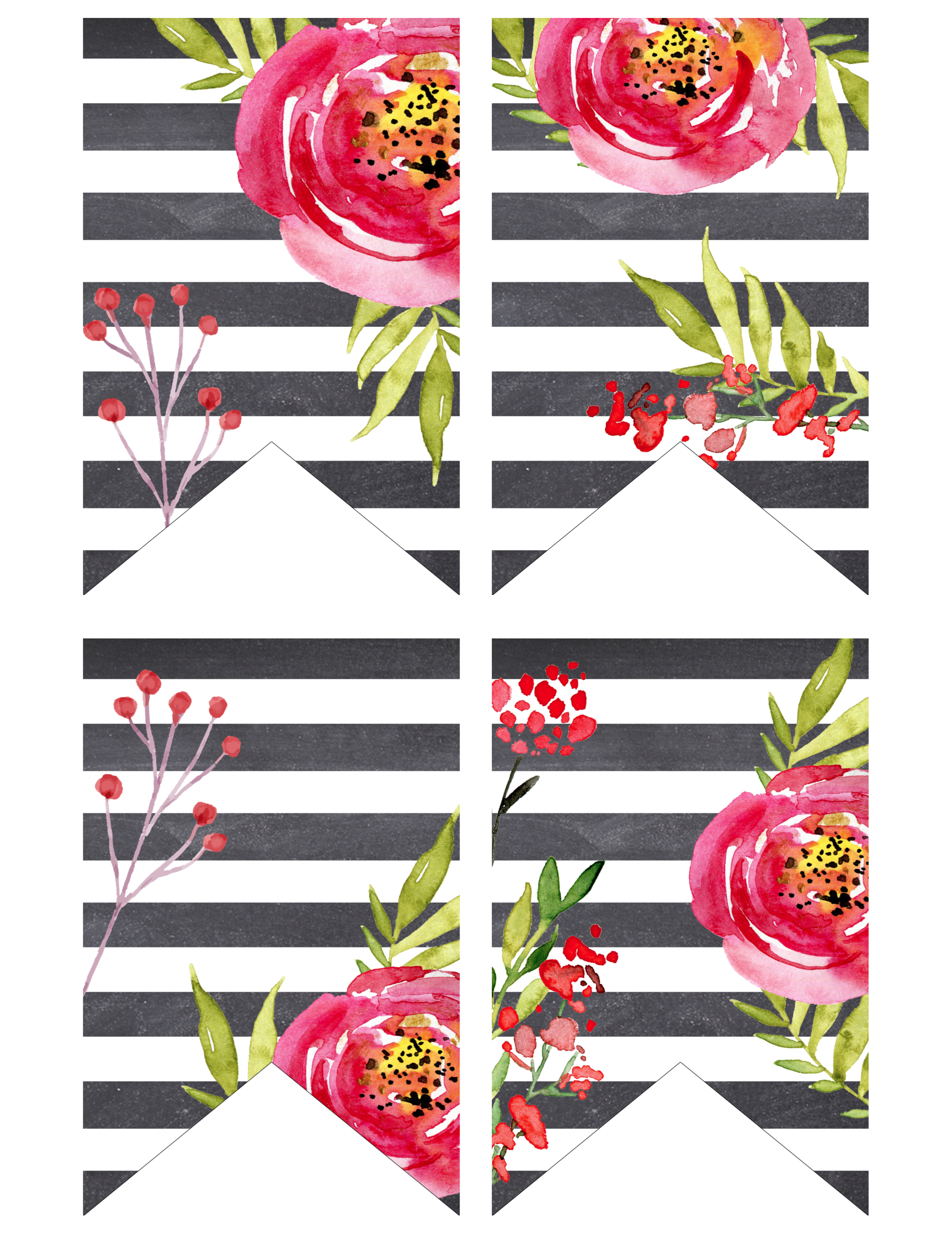 2125x2750 Watercolor Flower Banner Free Printable - Free Printable Watercolor Flowers