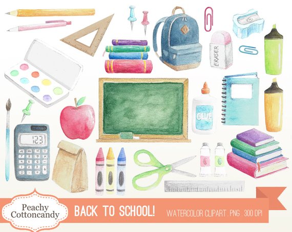 570x453 Buy 2 Get 1 Free Watercolor Back To School Clip Art Etsy - Free Watercolor Art