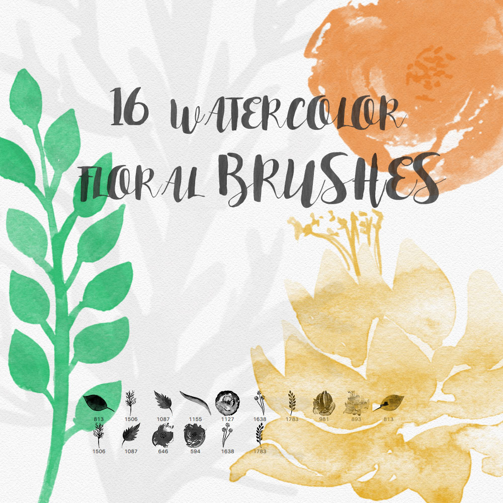 1000x1000 Watercolor Floral Brushes - Free Watercolor Brushes