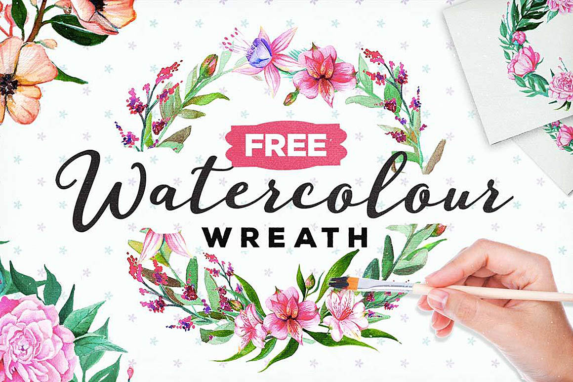 1160x773 Free Watercolor Floral Wreath - Free Watercolor Designs