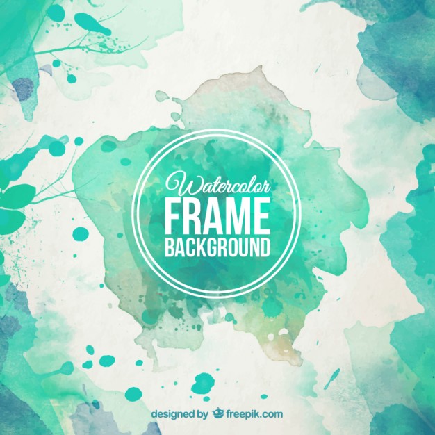626x626 Watercolor Frame Background In Turquoise Tones Vector Free Download - Free Watercolor Designs