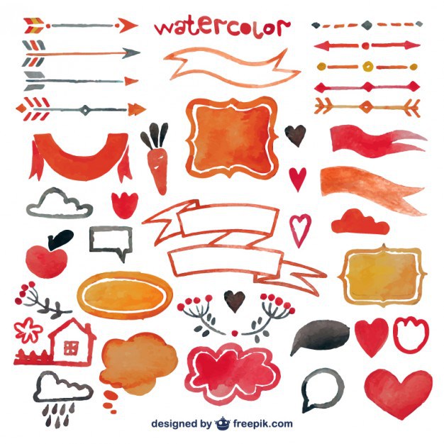 626x626 Watercolor Decoration Elements Free Vector 123freevectors - Free Watercolor Elements