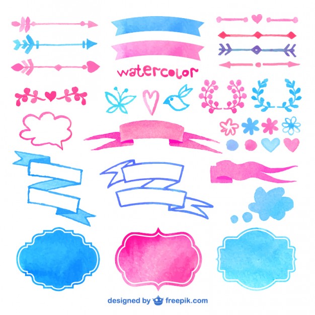 626x625 Watercolor Decorative Elements Vector Free Download - Free Watercolor Elements