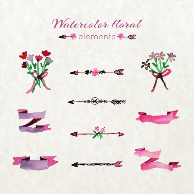 626x626 Watercolor Floral Elements Vector Free Download - Free Watercolor Elements