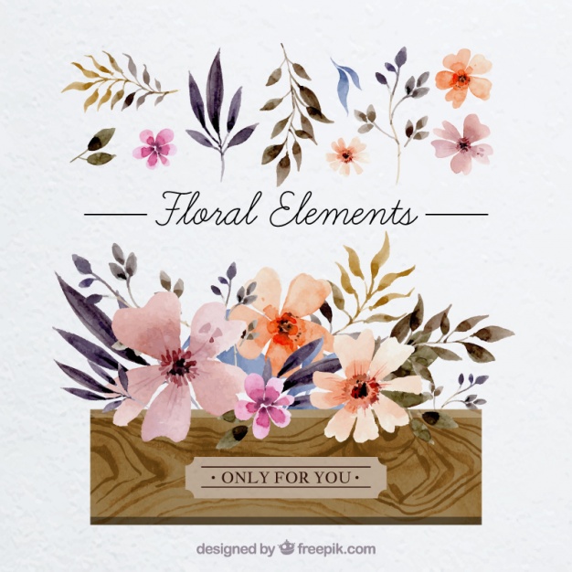 626x626 Card With Watercolor Floral Elements Vector Free Download - Free Watercolor Floral