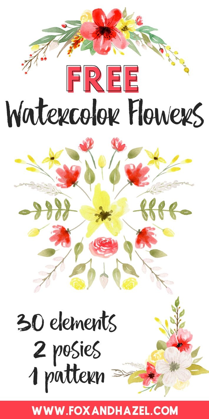 710x1420 Red Amp Yellow Free Watercolor Flowers Clipart - Free Watercolor Floral