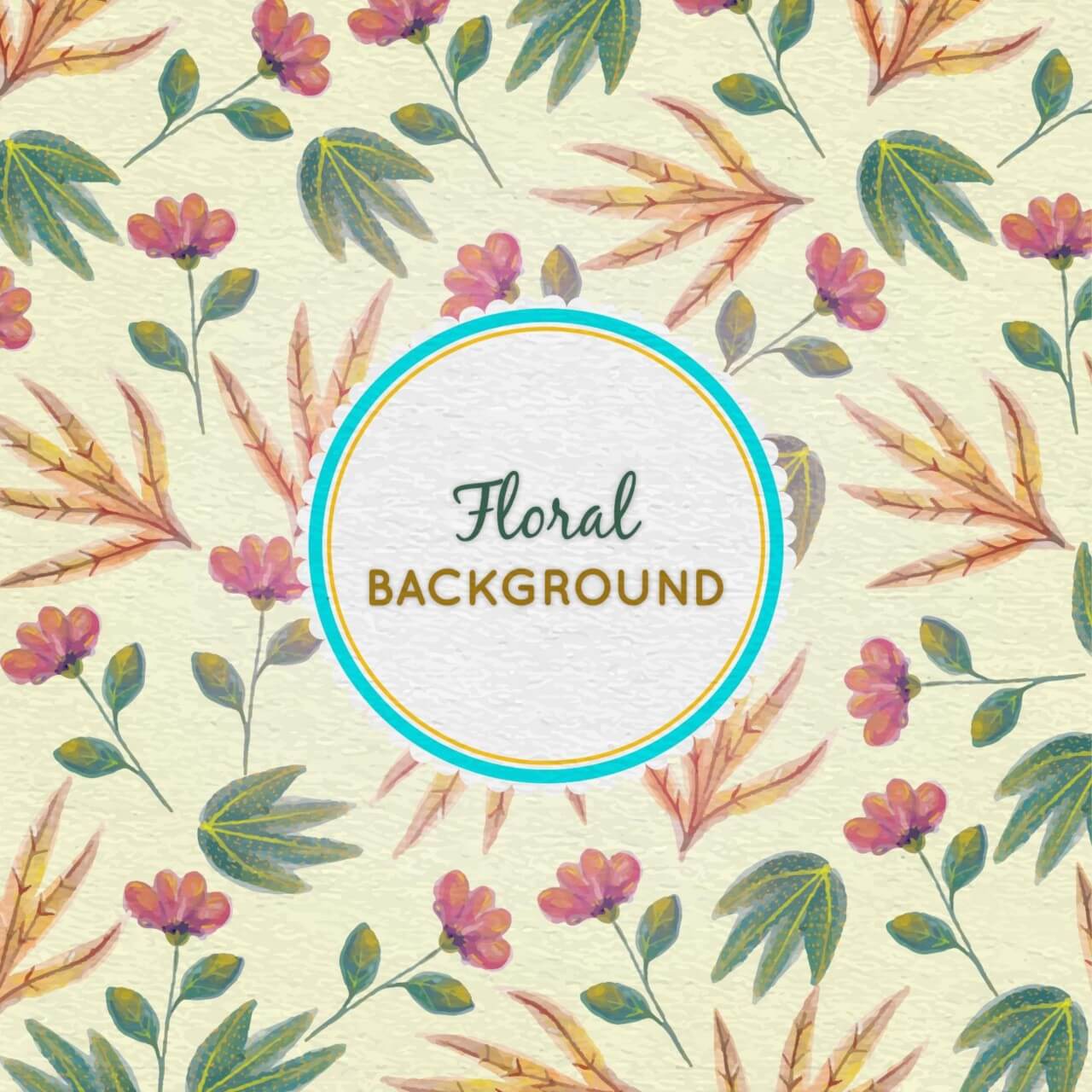 1280x1280 Free Vector Watercolor Floral Background With Frame - Free Watercolor Floral Background