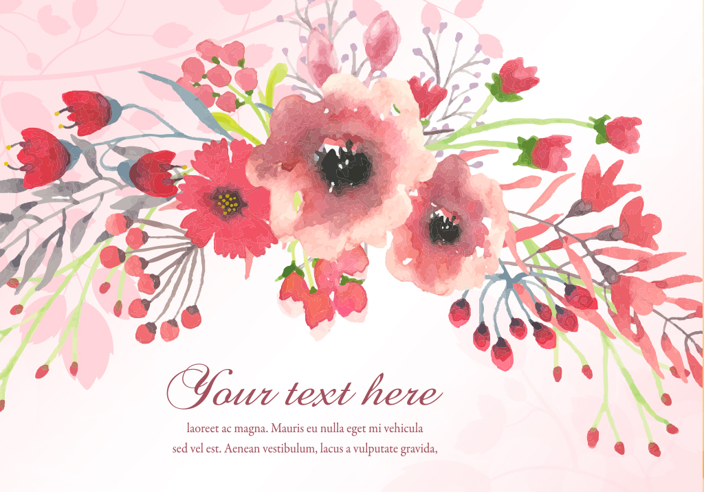 1024x716 Vector Illustration Of Watercolor Floral Background Free - Free Watercolor Floral Background