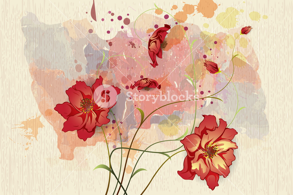 1000x665 Watercolor Floral Background Vector Illustration Royalty Free - Free Watercolor Floral Background