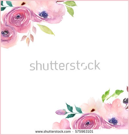 450x470 Watercolor Floral Wedding Invitations Get Watercolor Flower - Free Watercolor Flower Border