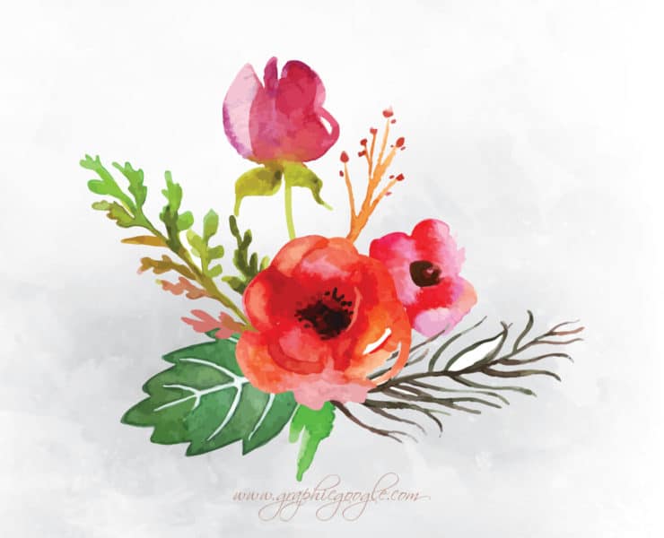740x600 Free Watercolor Flower Vectors For Designers - Free Watercolor Flower Images