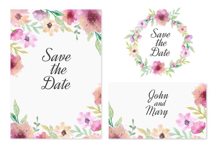 700x490 Vector Save The Date Card With Pink Watercolor Flowers - Free Watercolor Flower Images