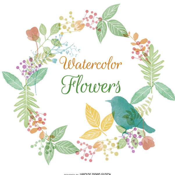 602x602 Watercolor Flower And Nature Frame Free Vector Download 373175 - Free Watercolor Flower Images