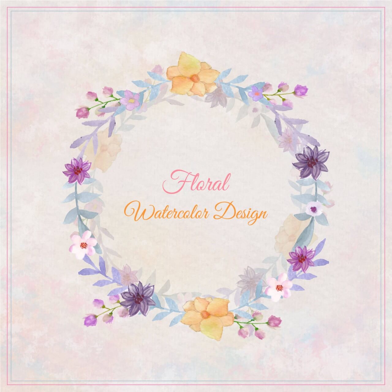 1280x1280 Free Vector Watercolor Floral Greeting Card. Watercolor Flowers - Free Watercolor Flower Vector