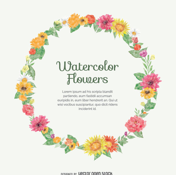 602x597 Watercolor Flower Crown Free Vector Download 355811 Cannypic - Free Watercolor Flower Vector