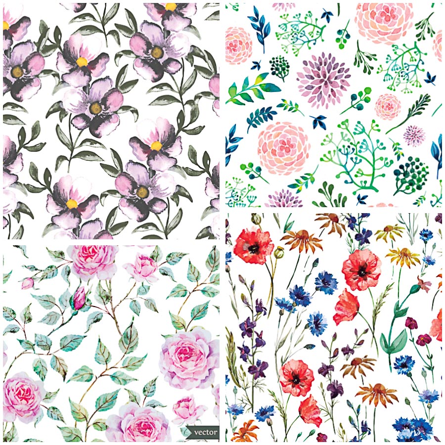 900x900 Watercolor Flower Pattern Vector Free Download - Free Watercolor Flower Vector