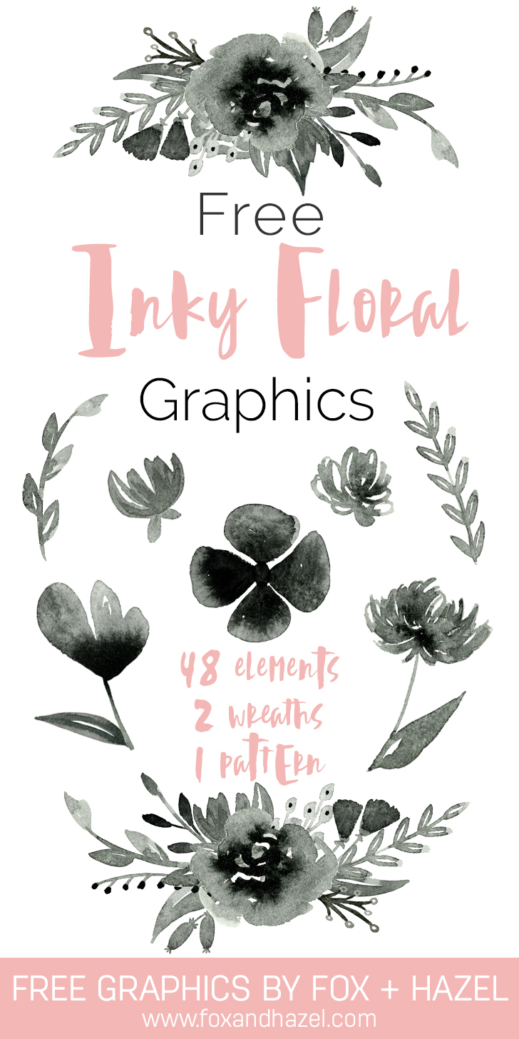 728x1456 Inky Free Watercolor Flower Graphics From Fox + Hazel - Free Watercolor Flowers