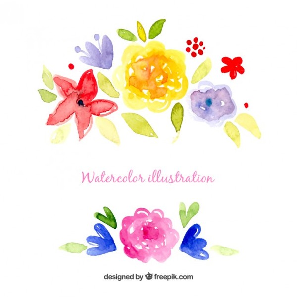 600x600 Watercolor Flowers Illustration Free Vector Free Vectors Ui - Free Watercolor Flowers