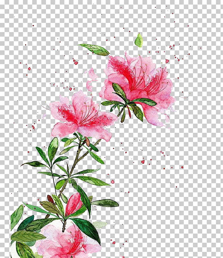 728x845 Watercolor Flowers Watercolor Painting Chinese Art Landscape - Free Watercolor Flowers Png