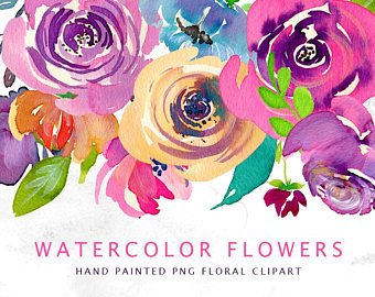 340x270 Watercolor Flower Etsy - Free Watercolor Flowers Png