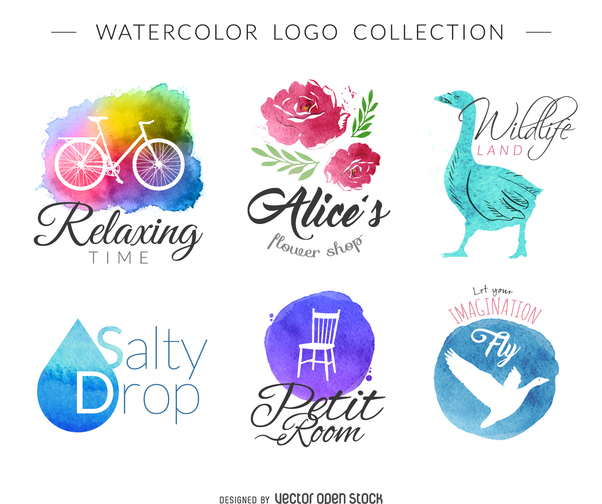 602x504 Watercolor Logo Set Free Vector Download 373503 Cannypic - Free Watercolor Logo