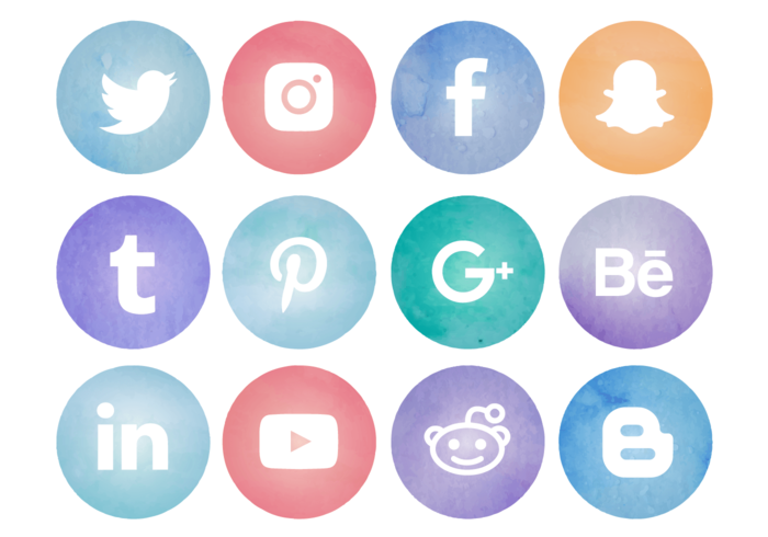 700x490 Watercolor Social Media Logos - Free Watercolor Logo