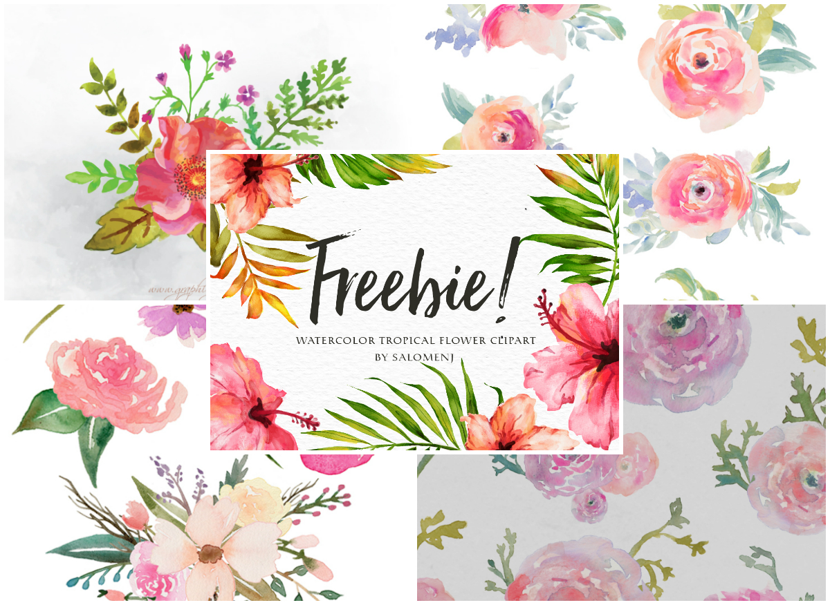 1200x876 A Collection Of Free Watercolor Floral Elements - Free Watercolor Pictures