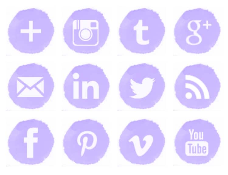 750x576 Free Lilac Watercolor Social Media Icons - Free Watercolor Social Media Icons