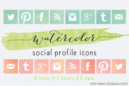 500x333 5 Free Watercolor Social Media Buttons Resources - Free Watercolor Social Media Icons