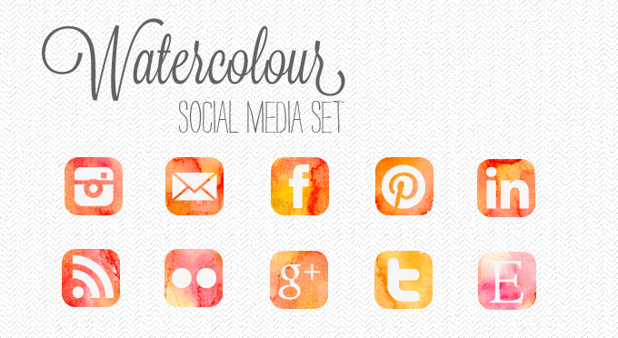 680x372 Free Download Watercolour Social Media Set - Free Watercolor Social Media Icons