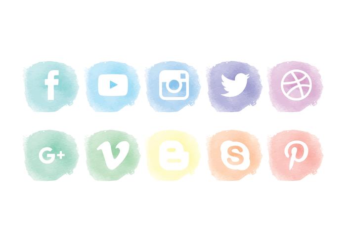 700x490 Vector Watercolor Social Media Icons - Free Watercolor Social Media Icons