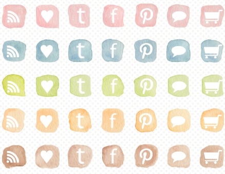 438x340 Water Colour Social Media Icons - Free Watercolor Social Media Icons
