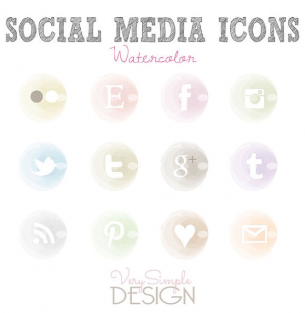 600x617 Watercolor Social Media Icons - Free Watercolor Social Media Icons