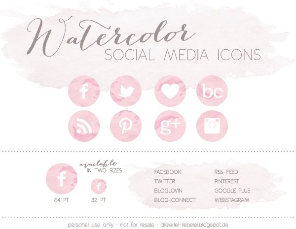 600x465 Watercolor Social Media Icons {Freebie} + Blog Connect Social - Free Watercolor Social Media Icons