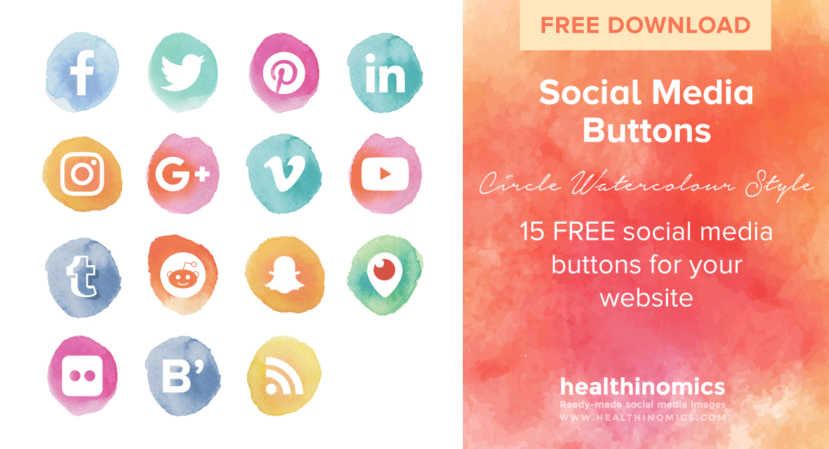 1200x650 Download 15 Free Social Media Buttons Healthinomics - Free Watercolor Social Media Icons