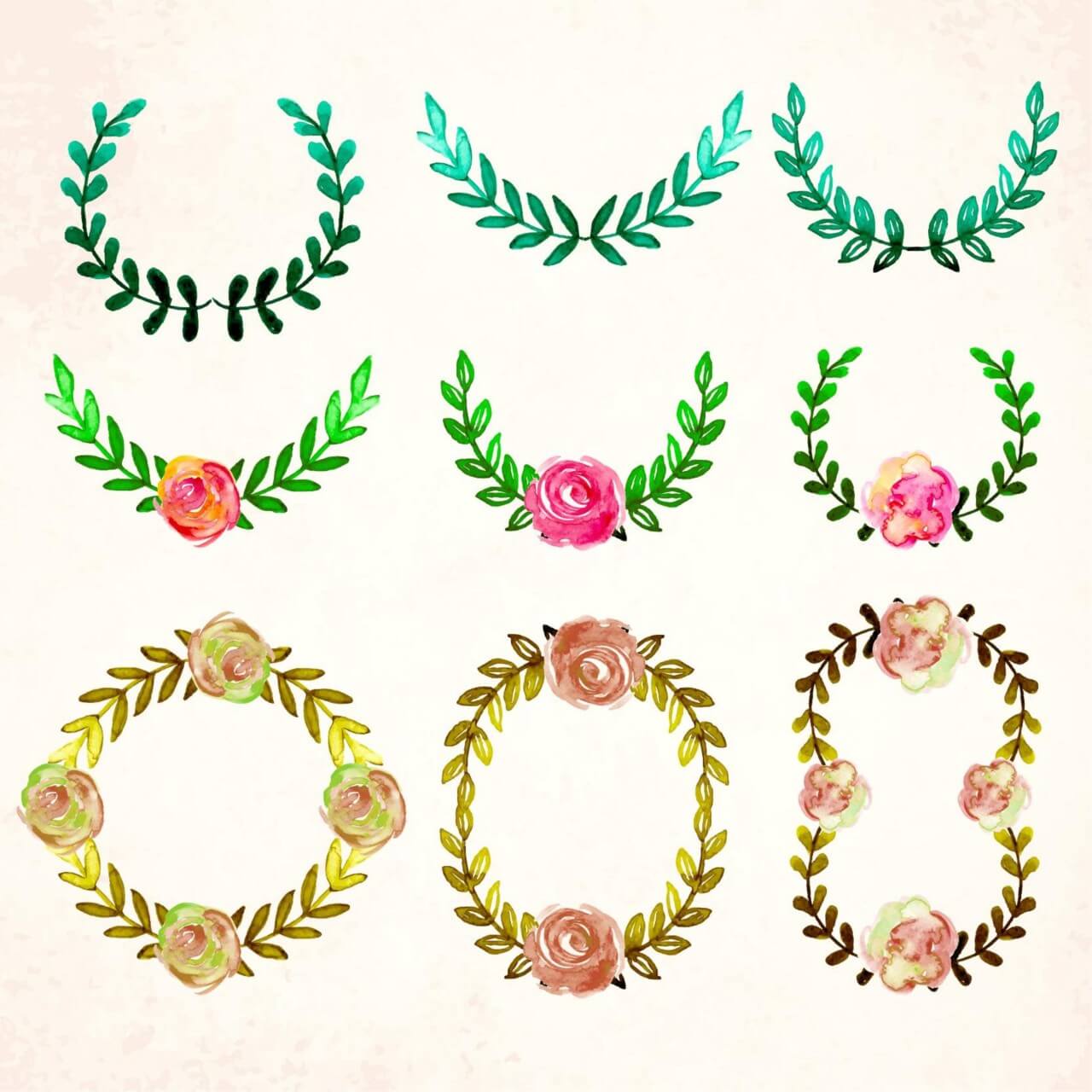 1280x1280 Free Vector Watercolor Vector Frames And Leaves - Free Watercolor Vector