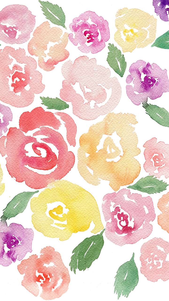 720x1280 Free Beautiful Watercolor Floral Tech Wallpaper Fox + Hazel - Free Watercolor Wallpaper