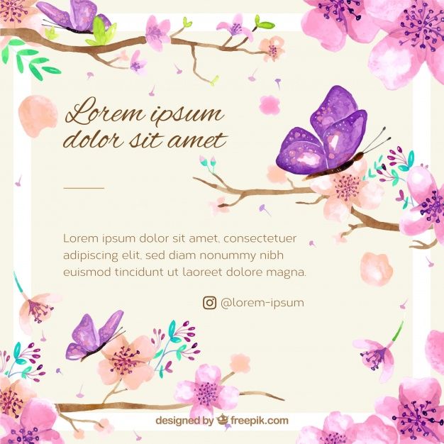 626x626 Fundo De Flor De Cerejeira Com Aquarela Floral Wedding Card - Freepik Watercolor
