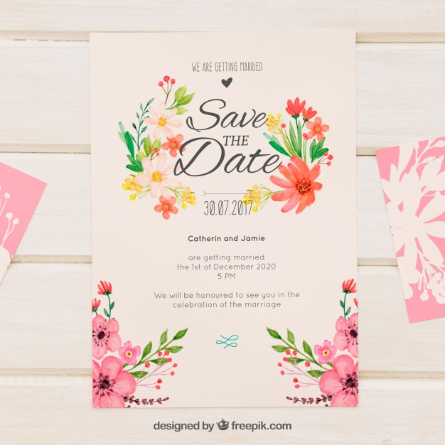 626x626 Wedding Card Design Freepik Best Of Retro Wedding Invitation With - Freepik Watercolor