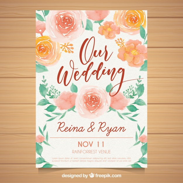 626x626 Wedding Invitation Design Freepik Fresh Wedding Invitation With - Freepik Watercolor