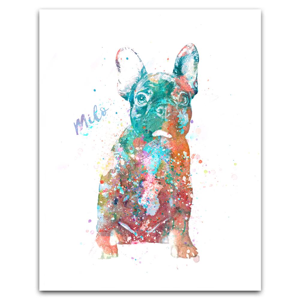 1000x1000 French Bulldog Gift Personal Prints Personalized Pet Art - French Bulldog Watercolor