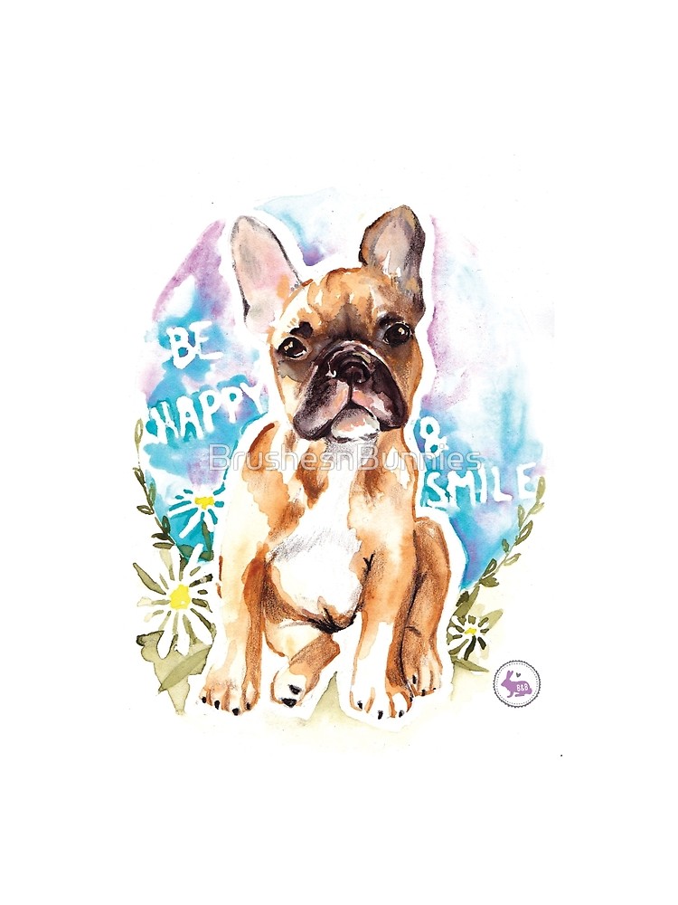750x1000 French Bulldog Watercolor Illustration Graphic T Shirt By - French Bulldog Watercolor