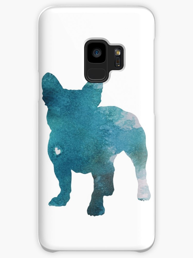 750x1000 French Bulldog Watercolor Painting Silhouette Blue Kids Cases - French Bulldog Watercolor