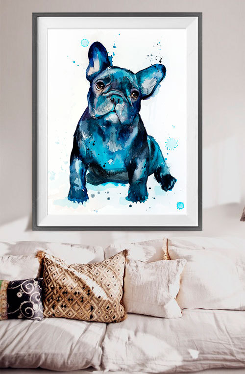 500x763 French Bulldog Watercolor Painting Print - French Bulldog Watercolor