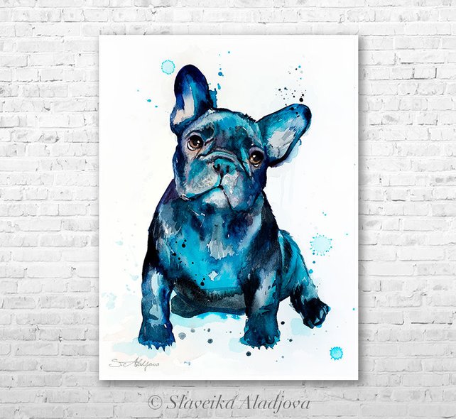 642x590 French Bulldog Watercolor Painting Print By Slaveika Aladjova Etsy - French Bulldog Watercolor