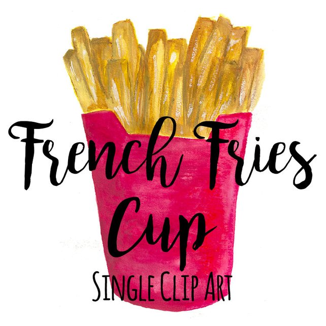 642x642 French Fries Cup Clip Art Single File Fast Food Clip Art Etsy - French Fries Watercolor