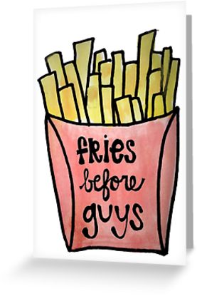 277x415 Fries Before Guys Watercolor Greeting Cards By Alexavec Redbubble - French Fries Watercolor